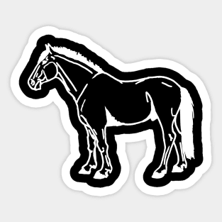 white horse line art Sticker